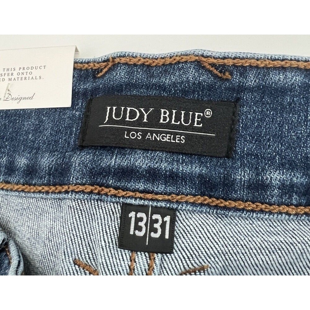NWT Judy Blue High Rise Double Button Denim Jeans Blue Size 13/31 - Picture 5 of 11